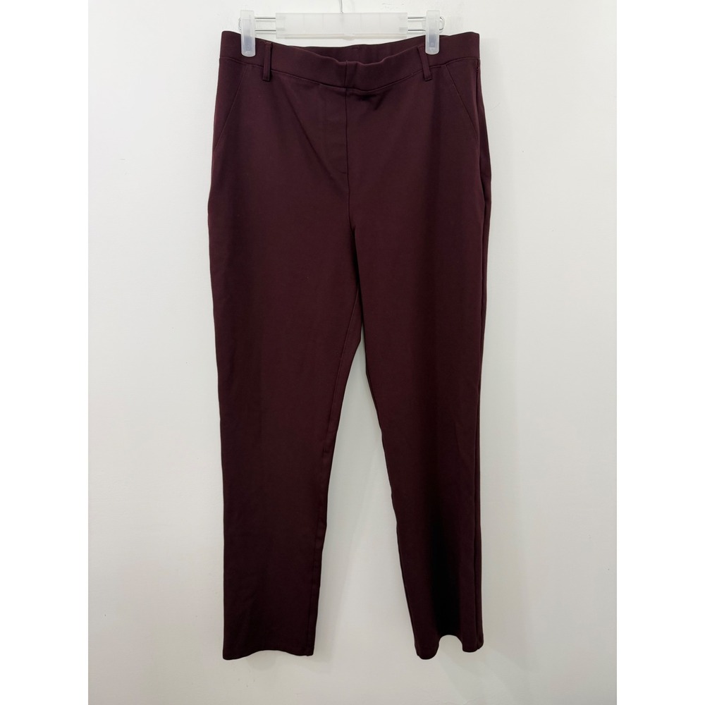 Quince Burgundy Ultra-Stretch Ponte Straight Leg Pants Womens Large Wine Maroon